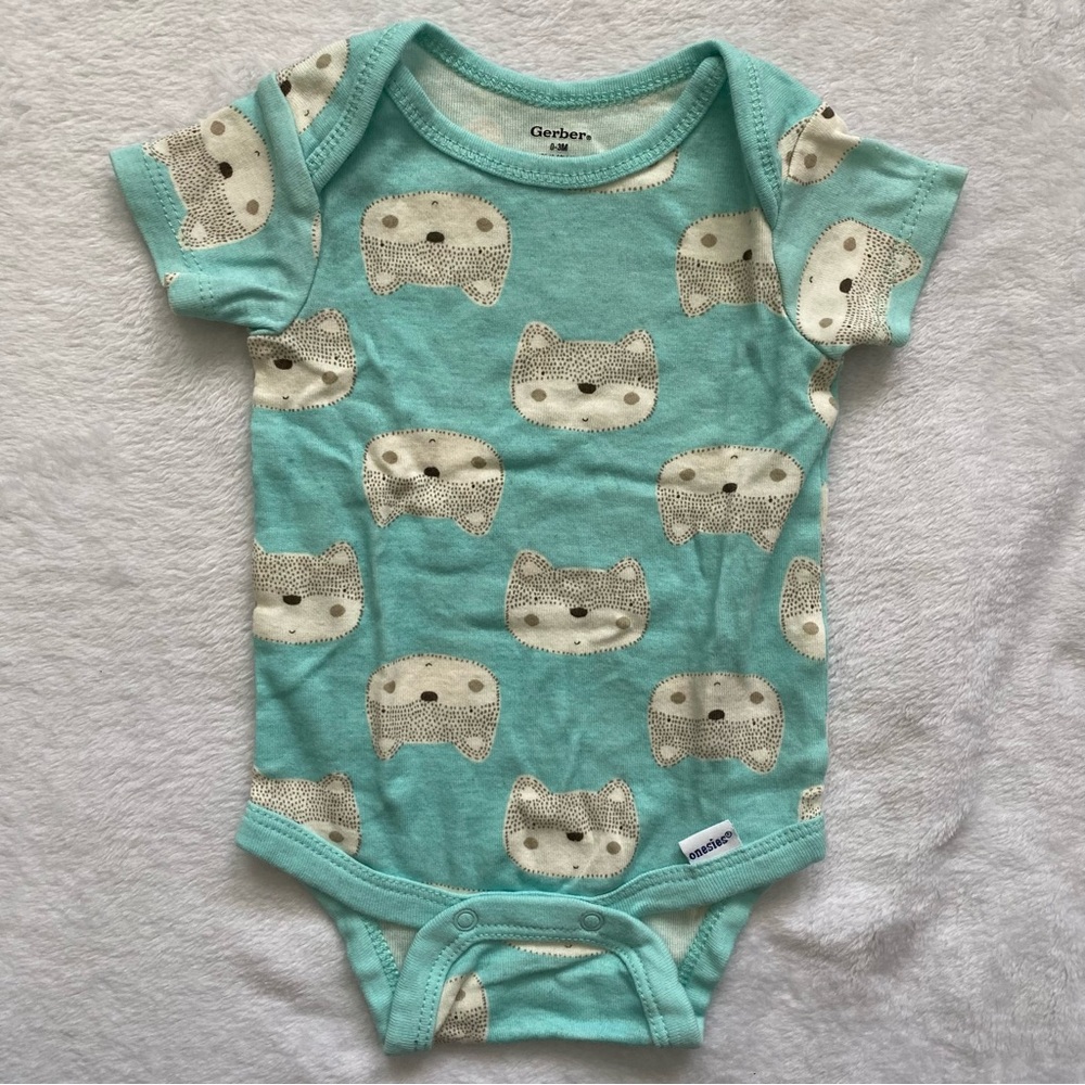 Gerber Onesie Bodysuit Set in Aqua, Brown, Cream - Picture 7 of 8
